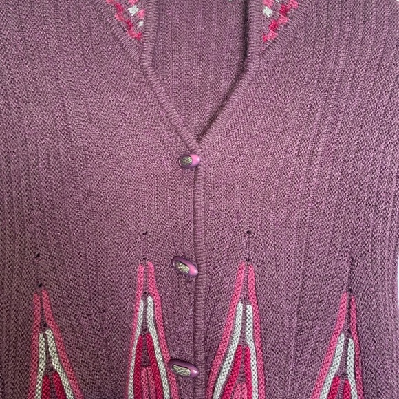 Vintage First Lady by G. W.S. Midi Knit Sweater Womens Small Plum - Picture 6 of 8